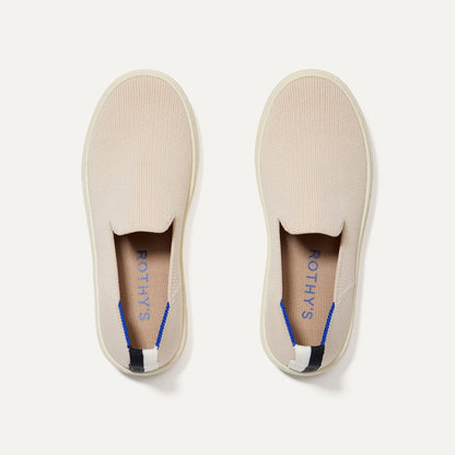 The Kids Sneaker in Sand shown from the top.