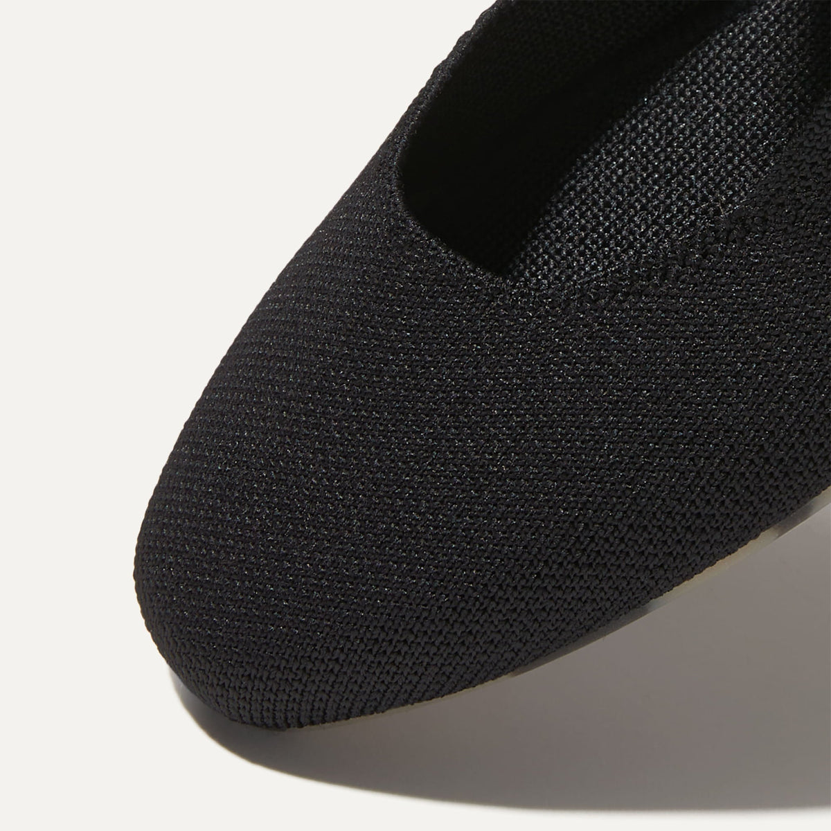 Top view of the square toe and rounded vamp of The Square Mary Jane in Black.