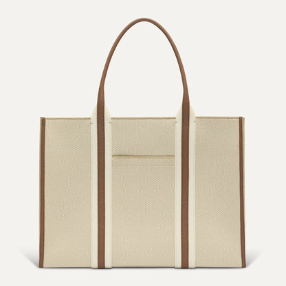 PDP |The Classic Tote in Buttercream, shown from the front.