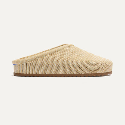 side | The Casual Clog in Pelican Raffia-Knit shown from the side.