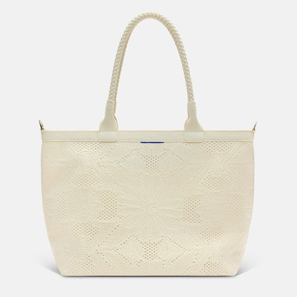 PDP |The Lightweight Zip Tote in Moonflower shown from the front.