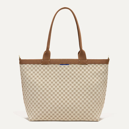 PDP |The Lightweight Zip Tote in Vanilla Wafer shown from the front.