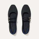 The Double Buckle Mary Jane in Black shown from the top.