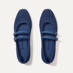 The Double Buckle Mary Jane in Blue Mesh shown from the top.
