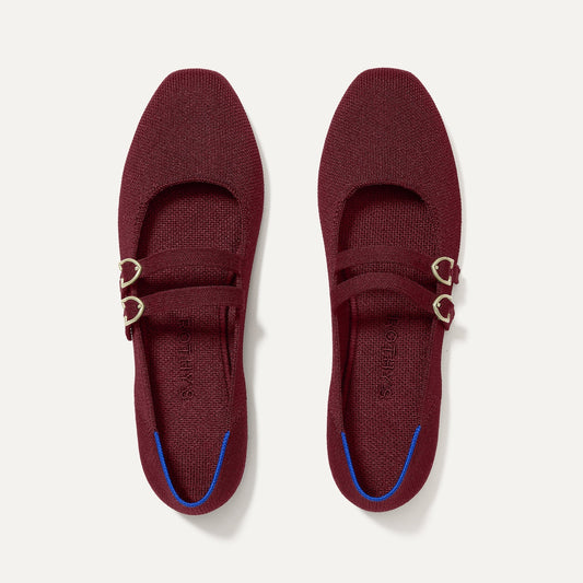 The Double Buckle Mary Jane in Cabernet shown from the top.