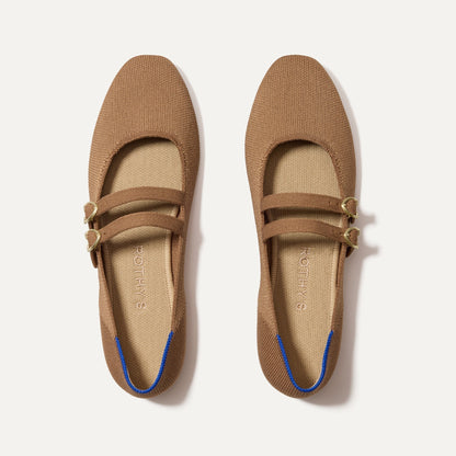 The Double Buckle Mary Jane in Java Chip shown from the top.