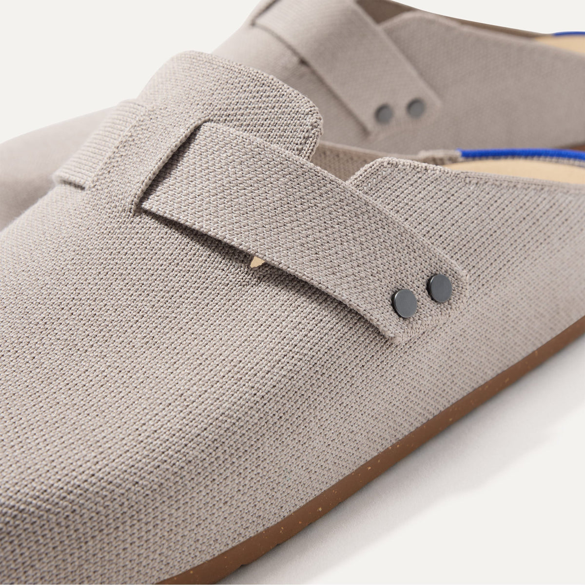 The toe and vamp of The Men's Clog, in diagonal view.