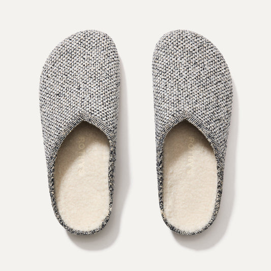 The Cozy Clog in Cookies and Cream Bouclé shown from the top.