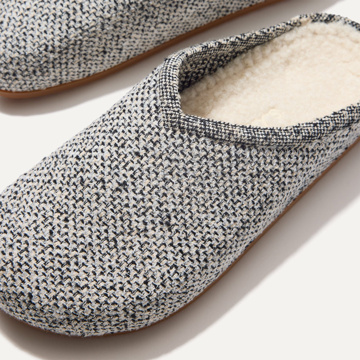 The toe and vamp of The Cozy Clog, in diagonal view.