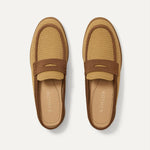 The Penny Loafer Mule in Wheat Raffia-Knit shown from the top.