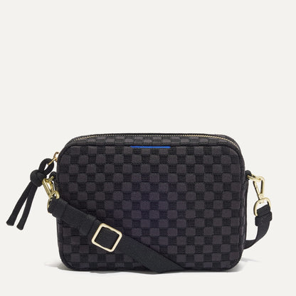 PDP |The Crossbody Camera Bag in Black Sand, shown from the front.