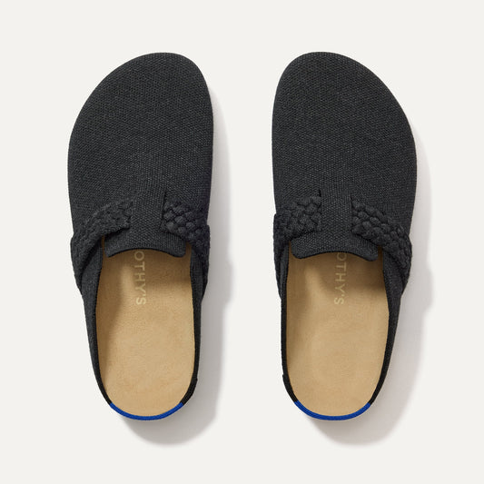 The Braid Clog in Black shown from the top.