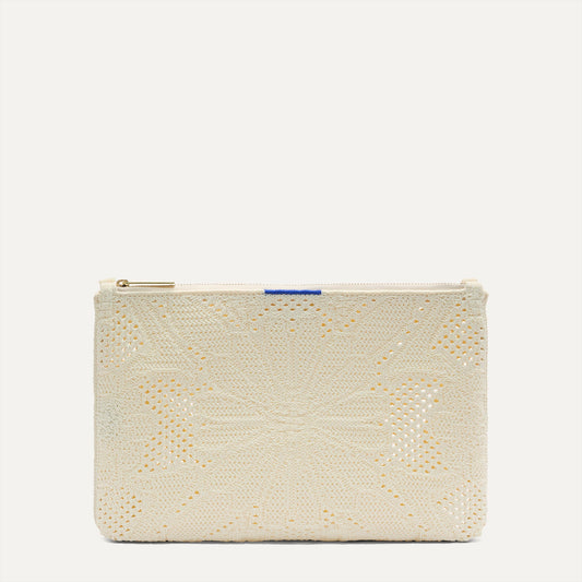 PDP |The Convertible Clutch in Moonflower, shown from the front.