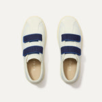 The Kids Strap Sneaker in Blue Raspberry shown from the top.